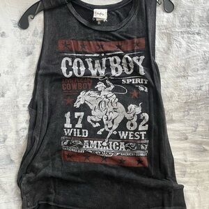 Black Cowboy Spirit Graphic Tank Top